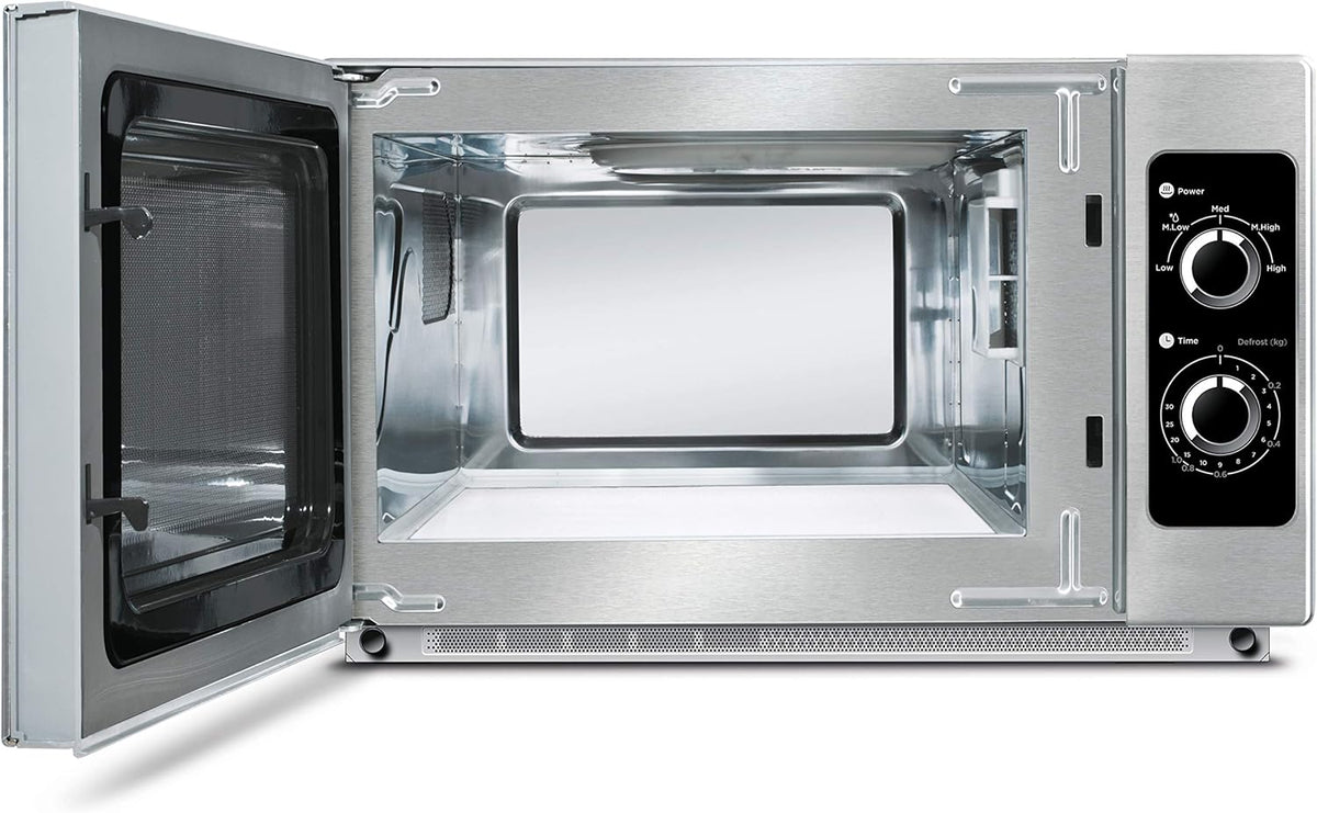 Magnetron – Commerciële Magnetron – Keukenmagnetron – Mini Oven – Ovenmagnetron – 1000 Watt – Keramische Bodem Zonder Draaiplateau – Roestvrijstalen Behuizing 25 Liter