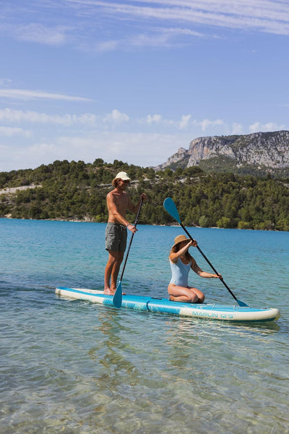 Wattsup - Sup Stand Up Paddle Opblaasbare Marlin 12'5-378x89x15cm Dropstitch - Compleet Pakket: peddel leash pomp draagtas - Tot 185kg -Blauw