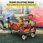 Deeper Festival Trolley - Verstelbare stuurstang - Afneembare luifel - Oxford-doek - Outdoor Camping Strandkar - Oranje en grijs - QUORE