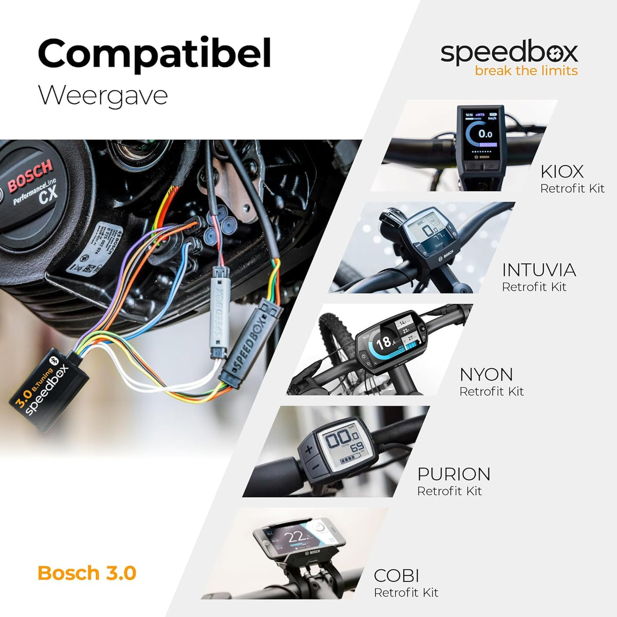 SpeedBox 3.0 compatibel met Bosch/Tuning-chip voor e-bikes ook voor Bosch-motoren 2017-2024, inclusief cranktrekker