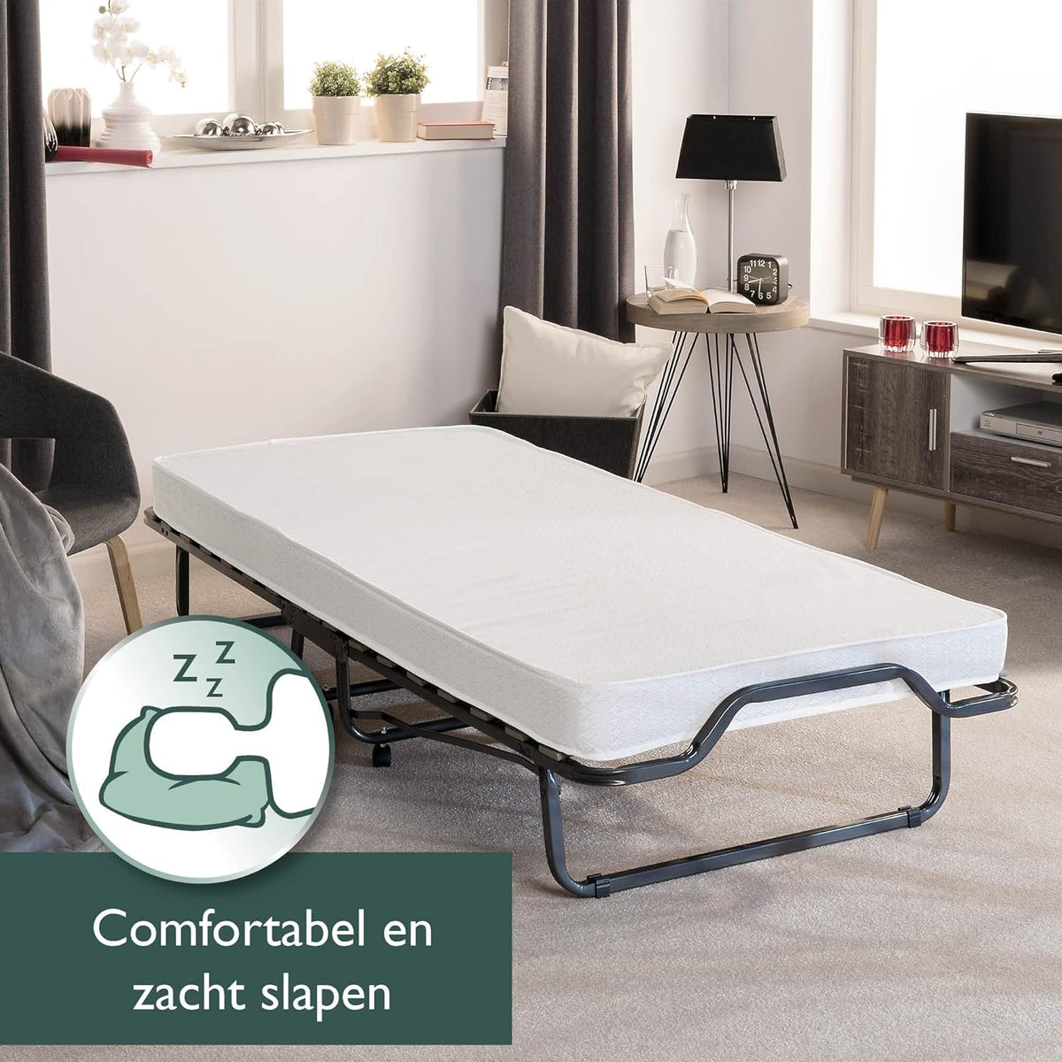 Beautissu vouwbed 90 x 200cm - opvouwbaar logeerbed Venetia incl. stabiele stalen frame, dik matras en beschermhoes