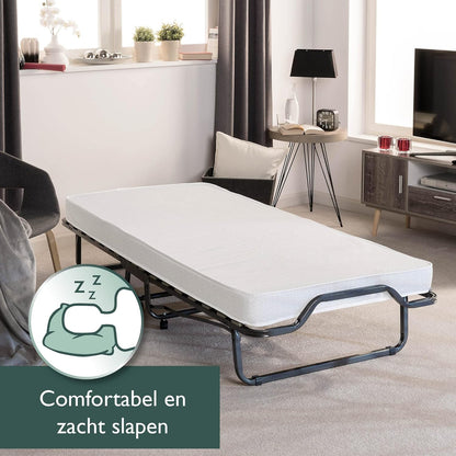Beautissu vouwbed 90 x 200cm - opvouwbaar logeerbed Venetia incl. stabiele stalen frame, dik matras en beschermhoes