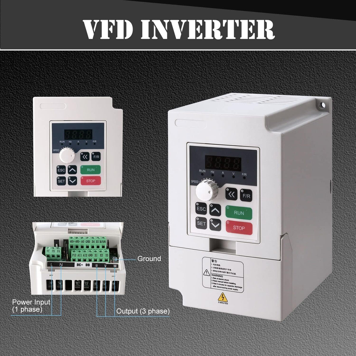 CNC-spindelmotorset, 220 V, 2,2 kW, Φ80 mm, CNC-motor, luchtgekoeld, spindel + 2,2 kW VFD + Φ80 mm klemhouder + ER20-kraag + boorbits + draden voor CNC-routermachine