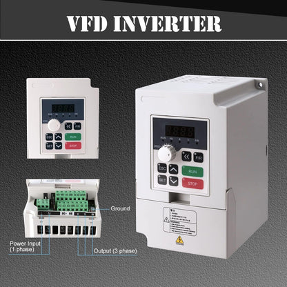 CNC-spindelmotorset, 220 V, 1,5 kW, ER16, luchtgekoelde vierkante spindelmotor CNC-spindelmotor + 220 V 1,5 kW VFD + kraagset ER16 + draden + boorbits + sleutel voor CNC-routermachine