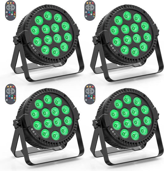 4 Pcs Stage Lighting, 84W RGBW LED Par Can Light with DMX512 4/8 Channel 7 Modes Uplighting Light with Wireless Remote Control for DJ Party, Wedding, Club, KTV, Disco - QUORE