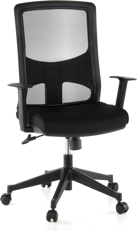 hjh OFFICE Lavita 653100 Ergonomische Bureaustoel, 44 x 57 x 113 cm (L x B x H), Zwart