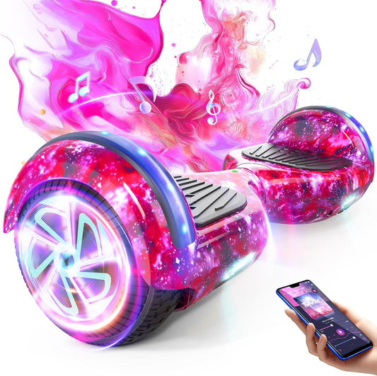 Hoverboard voor kinderen van 6 tot 12 jaar, met geïntegreerde bluetooth-luidspreker en 6,5 inch wielen met kleurrijke lichten, veilige zelfbalancerende scooter, cadeau voor kinderen