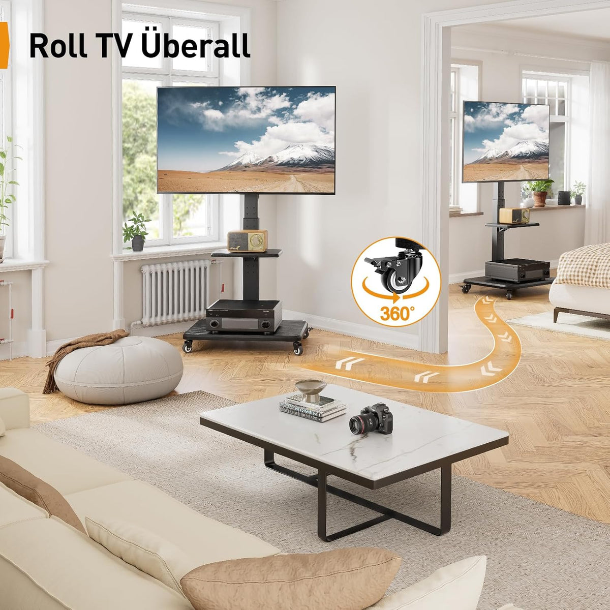TV-standaard met wielen voor 32-75" tv's