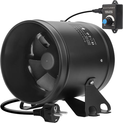 Buisventilator 150mm Krachtige Inline Ventilator, Max 594m³/h Afvoerventilator Krachtig Afzuigventilator voor Badkamer, Garage en Groen huis met Toerentalregelaar