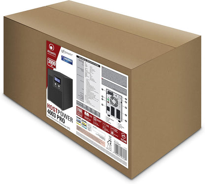 Atlantis A03-HP4003P Ononderbroken sinusgolf 3000 VA, 2100 W, Line-interactive, LCD-display, USB-HID-aansluiting, 6 IEC-uitgangen, 4 12 V-7 Ah batterijen, RS232 seriële poort, SNMP-slot, softwa