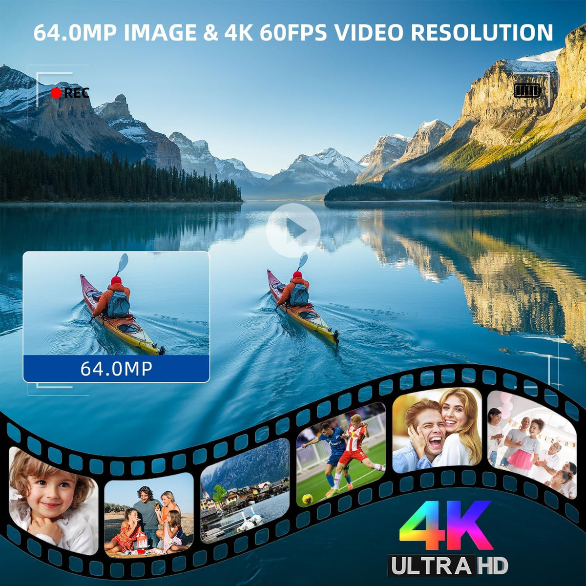 4K Camcorder – Videocamera – Vlogcamera – Videorecorder – YouTube Camera – 64MP 30FPS – 3 Inch 270° Flipscherm – 21X Digitale Zoom