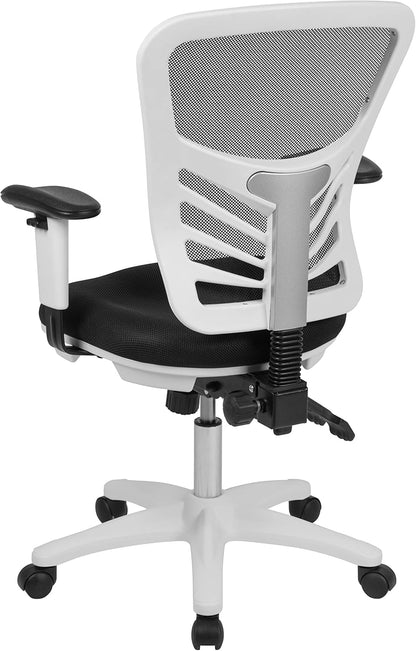 Bureaustoel – Office Chair – Werkstoel – Gaming Stoel – Draaistoel – Ergonomisch Mesh – Verstelbare Armleuningen – Wit Frame