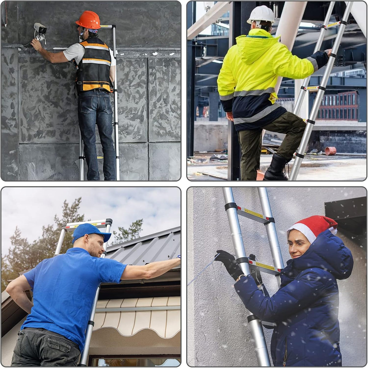 Todeco 1 1 Telescopisch, Opvouwbare Ladder-Maximale belasting: 330 lbs-Standard/Certificering: EN131-3.2 Meter (10 voeten), Gratis Draagtas, EN 131, Zilver
