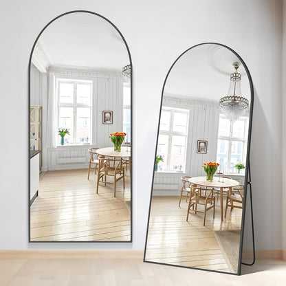 Boogspiegel – Full Body Spiegel – Staande Spiegel – Vloerspiegel – Wandspiegel – 192 x 85 cm – Zwart Aluminium Frame