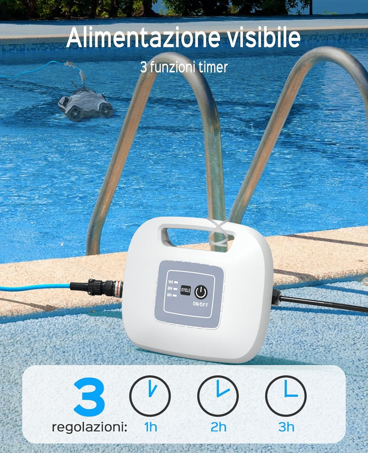 WYBOT Zwembadrobot 150W Krachtig voor het reinigen van grote bladeren en stenen, zwembadstofzuiger met dubbele motor, 3 timerfuncties, vloerreinigingsborstel, Perfect voor zwembaden