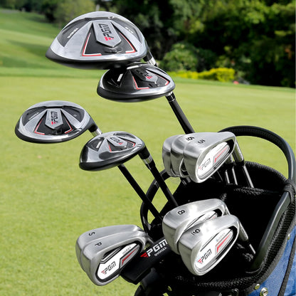 PGM Complete golfclubsets voor heren - 12 stuks - 3 hout (#1,3,5), 1 hybride (#4H), 6 ijzers (#5,6,7,8,9, PW), 1 zandwig (55 °), 1 putter - golfstandtas - MTG051-4