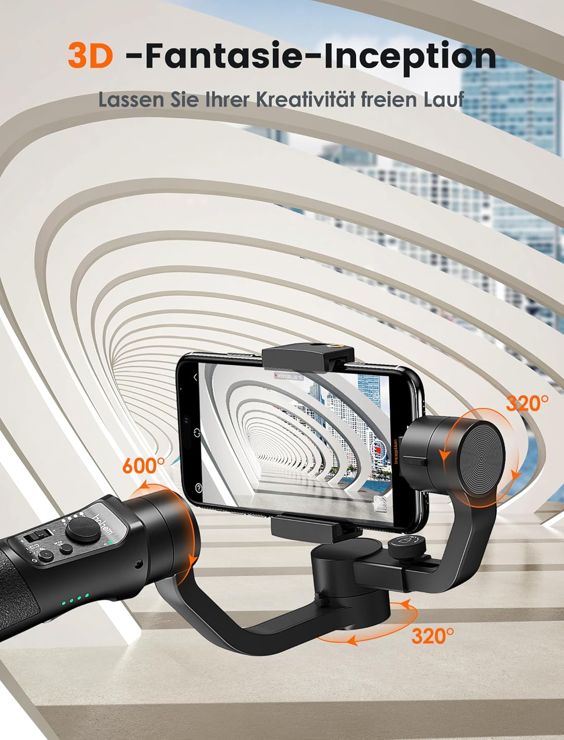 hohem iSteady Mobile Plus Stabilisator voor smartphone met 3 assen voor video-opnames met gezichts- en objecttracking, 600 graden automatische rotatie, Gimbal voor Android iPhone 15, 14, 13 Pro