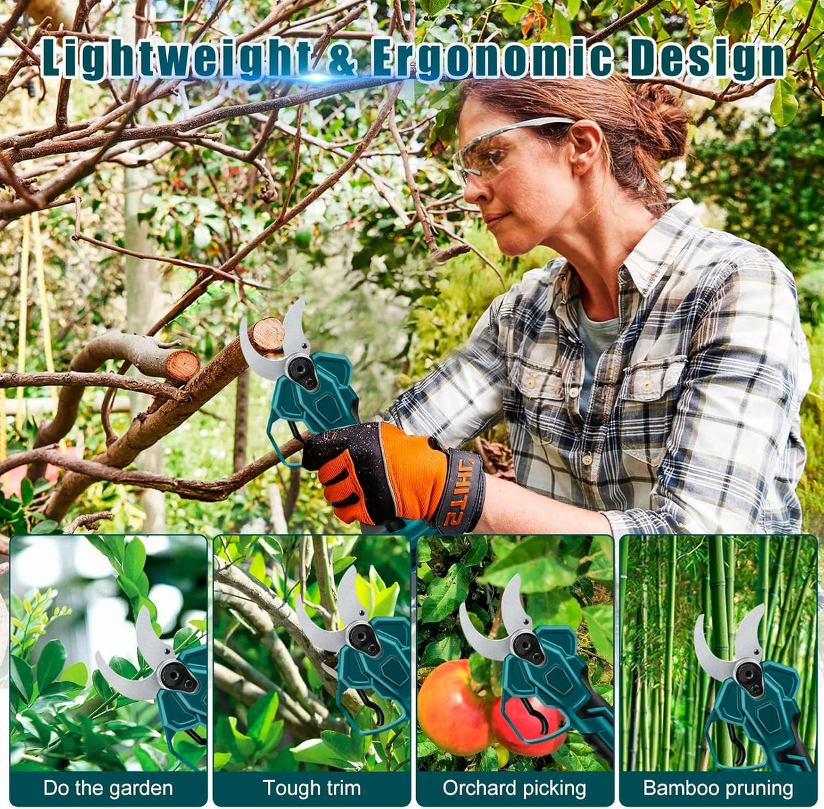 Draadloze elektrische snoeischaar voor Makita 18 V LCD-scherm, maximale opening, 65 mm, elektrische snoeischaar, accuschaar, tuinsnoeischaar voor het snoeien van bomen en struiken en fruitbomen