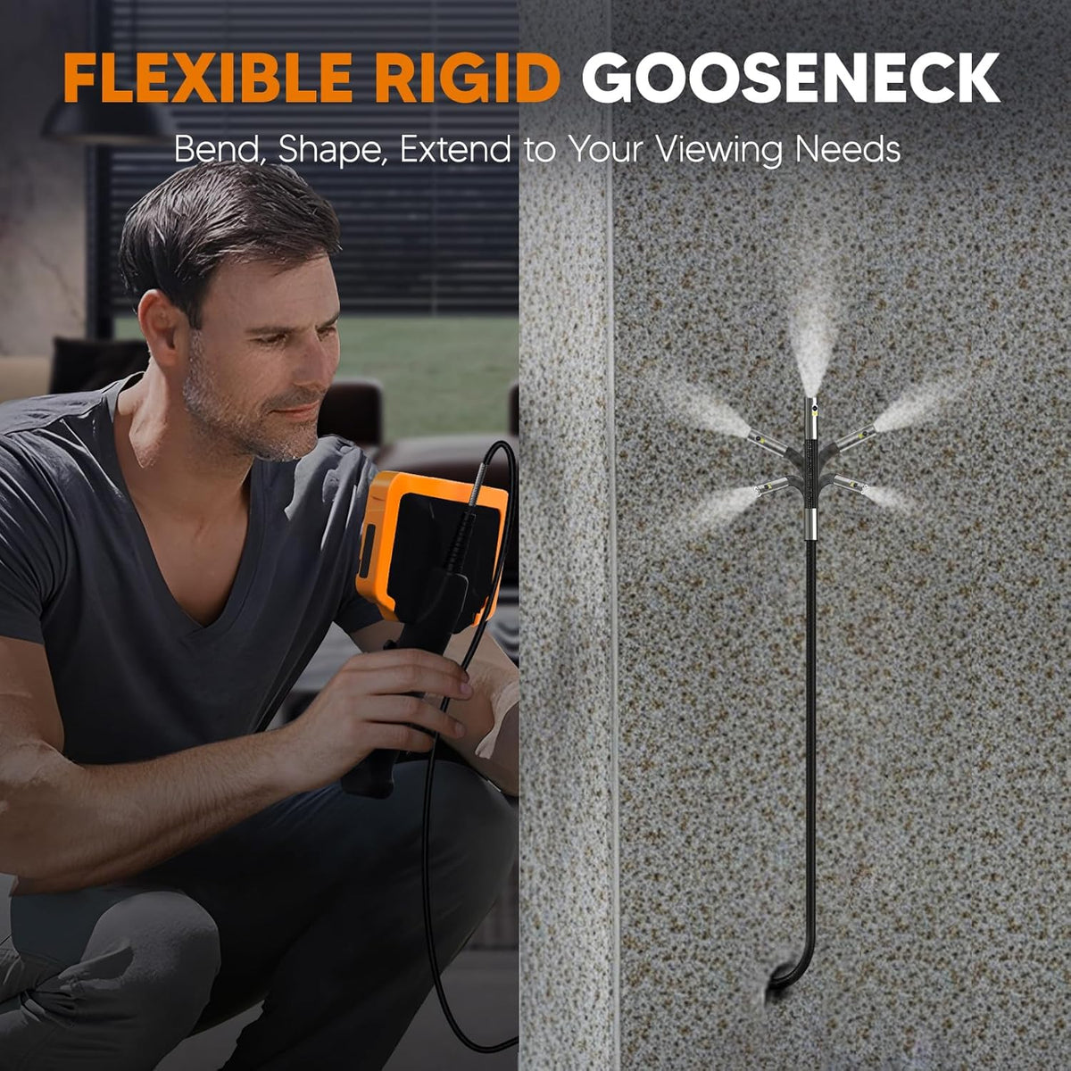 Endoscoopcamera met dubbele lens, 6,5 mm draaibare endoscoopcamera, 2-weg 210° inspectiecamera, buiscamera, 7,0 inch lcd-scherm, endoscoop, 1,6 m endoscoopcamera, beweegbare kop