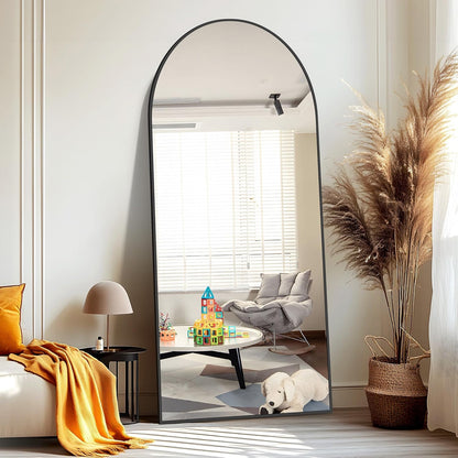 Boogspiegel – Full Body Spiegel – Staande Spiegel – Vloerspiegel – Wandspiegel – 192 x 85 cm – Zwart Aluminium Frame