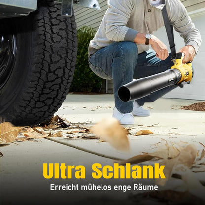 GEVEELIFE Accu-bladblazer, 18 V, 257 km/u, elektrische bladblazer met 3 versnellingen en 2 x 5,2 Ah accu's, draadloze bladblazer voor tuin, bladeren, stof en sneeuw (inclusief batterij), geel