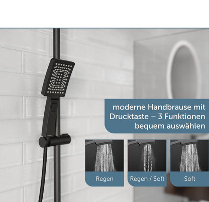 Doucheset – Douche Systeem – Regendouche – Handdouche – Douchekop – Thermostaatkraan – Grote Regendouche 32x20 cm – In Hoogte Verstelbare Handdouche
