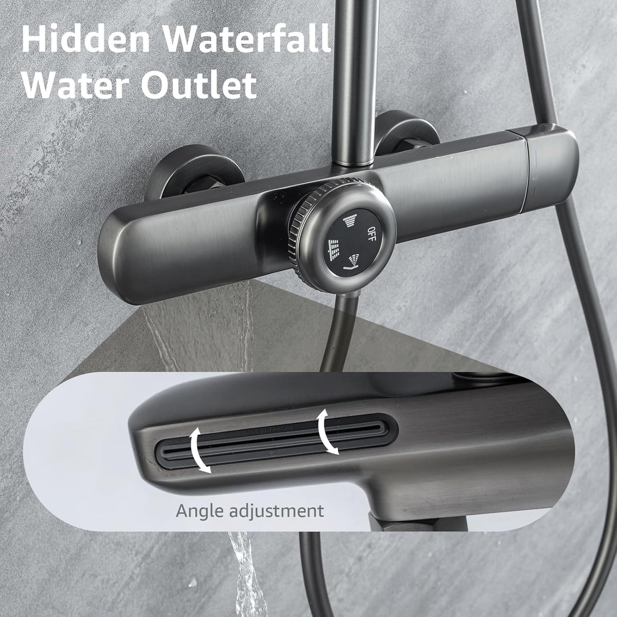 Douche Set – Douchesysteem – Douchecombinatie – Douchekraan – Douchekop – Antraciet – Thermostatische Kraan – Regendouche 25 cm
