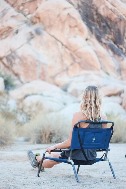 Neso XL strandstoelen, 2 stuks, extra groot, waterbestendig, met schouderriem en insteekvak, opvouwbaar (marineblauw)