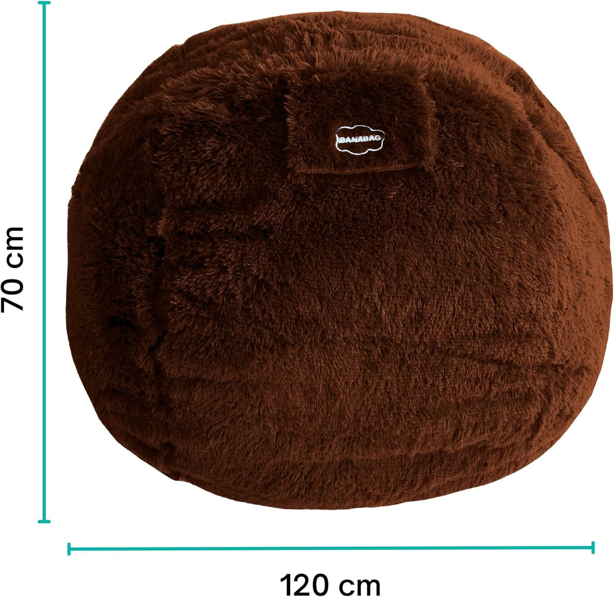 Bananair - Reuzenpoef XXL in bont - Zacht & Comfortabel - Machinewasbaar Hoes - Royaal gewatteerd, Premium Kwaliteit - Grote Zitzak Bed, Bean Bag (Chocolade, 120 cm)