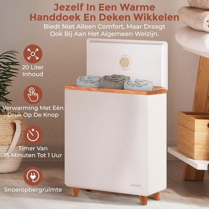 SereneLife Large Capacity Rectangular Bucket, Single Touch Towel & Blanket Warmer (Natural Wood), Stainless Steel, One Size - QUORE