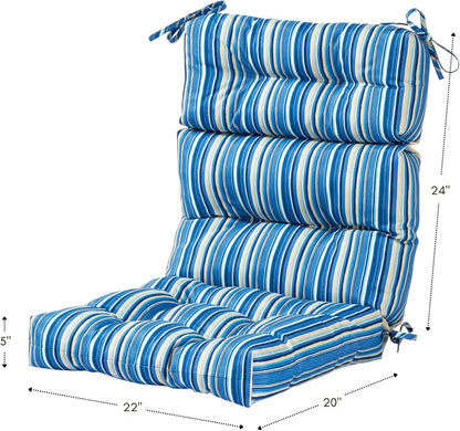 Greendale Home Fashions Stalen blauwe streep outdoor hoge rugleuning stoel kussen (set van 2), 2 stuks (Pack van 1)