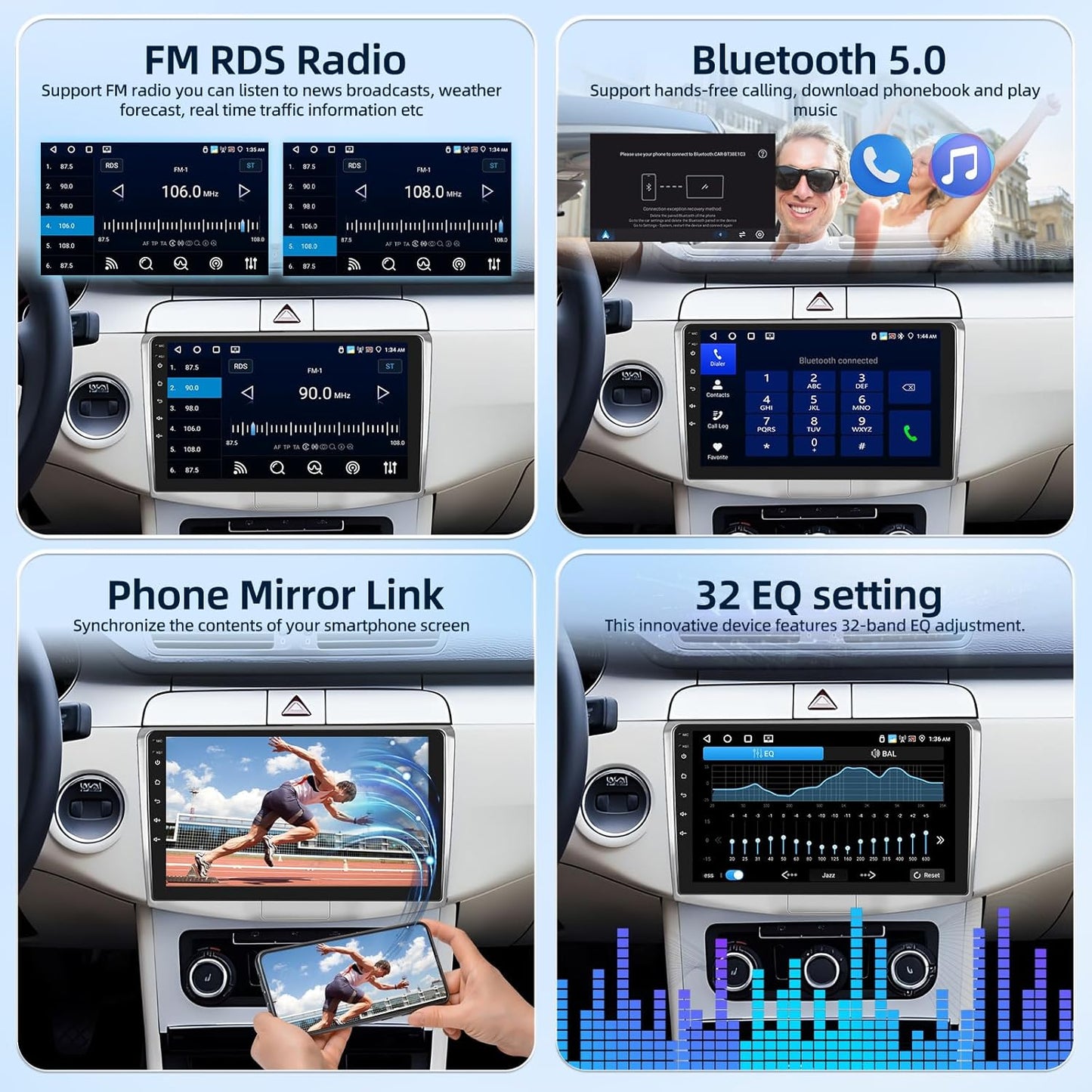 [4G+64G] Android Car Radio for Volkswagen VW Passat B6/B7 2010-2014 with Wireless Carplay & Android Auto, 10.1 inch IPS Touch Screen Car Stereo with GPS, WiFi, 32EQ, Bluetooth 5.0, FM/RDS Radio