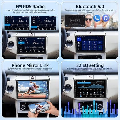 [4G+64G] Android Car Radio for Volkswagen VW Passat B6/B7 2010-2014 with Wireless Carplay & Android Auto, 10.1 inch IPS Touch Screen Car Stereo with GPS, WiFi, 32EQ, Bluetooth 5.0, FM/RDS Radio