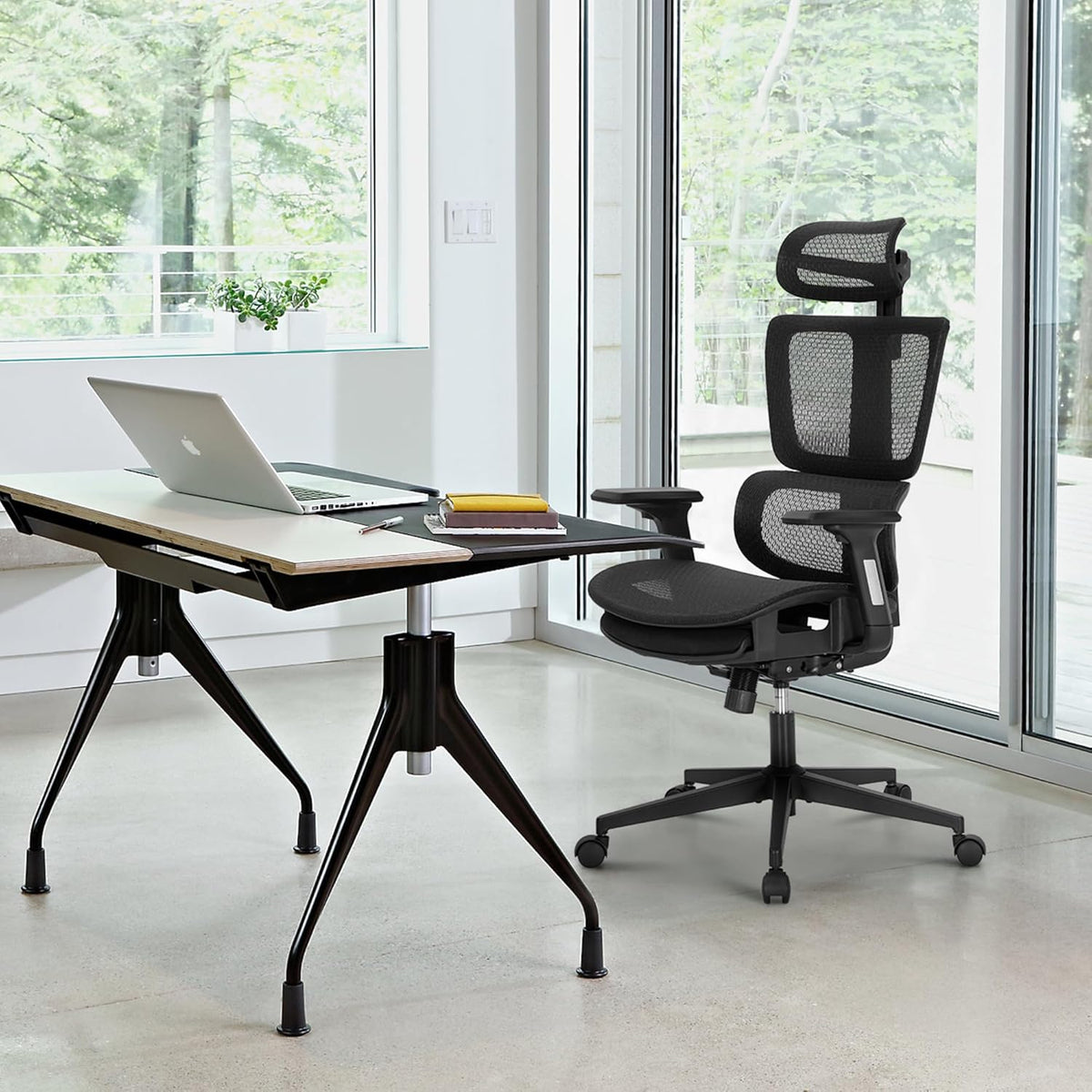 Bureaustoel – Ergonomische Bureaustoel – Managerstoel – Computerstoel – Thuiskantoorstoel – Intrekbare Voetensteun – Verstelbare Kantelhoek 90-130° – 3D-Armleuningen en Hoofdsteun