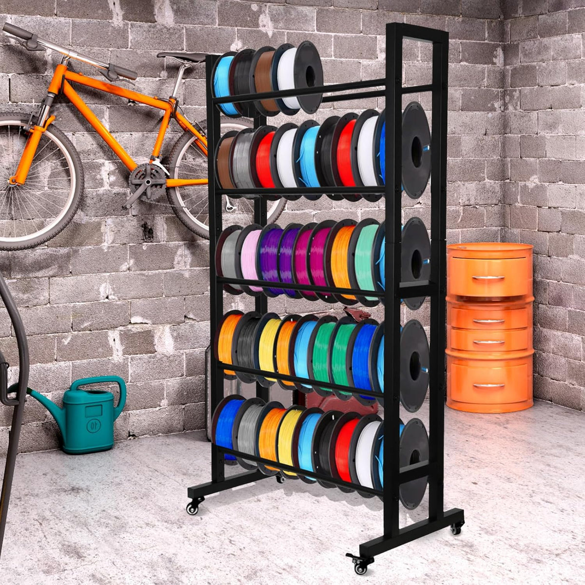 Filamenthouder 3D-printer – Filamentrek – Spoelhouder – Opbergrek – Filament Organizer – 5 Niveaus Metalen Rek – Draagvermogen 45 kg Per Niveau – Voor 40 Spoelen Tot 1 Kg