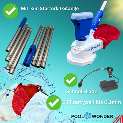 Li-Ion battery pool vacuum cleaner Poolwonder V2 floor cleaner