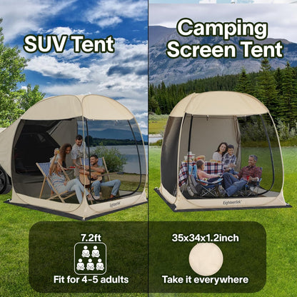 EighteenTek SUV Auto Tent Pop Up Camping Outdoor Reizen Scherm Huis Kamer Onderdak Mesh Muren Bevestiging Niet Waterdicht 7'x7'x7.2'H