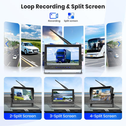 Digitale achteruitrijcamera, draadloos, 9 inch IPS-monitor, achteruitrijcamera met detectie van blinde punten, nachtzicht, waterdicht, opname voor vrachtwagen, camper, bestelwagen Hodozzy