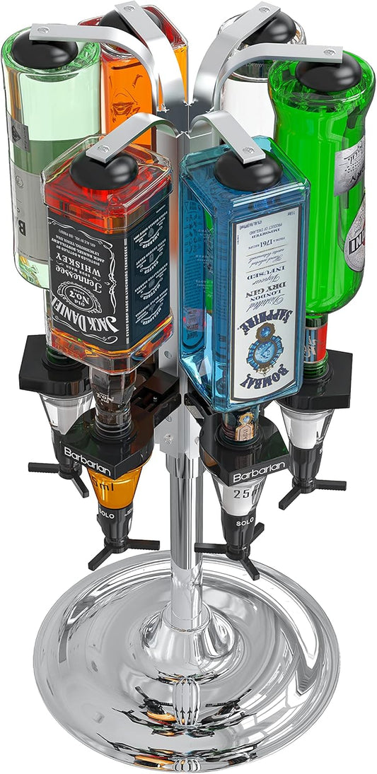 Barbarian 4/6 Flessen Roterende Optiek voor Geesten - Bar Butler Shot Meet Beugel Alcohol Wijn Ondersteboven Drinkdispenser Thuis Bar Man cave (6 Fles)