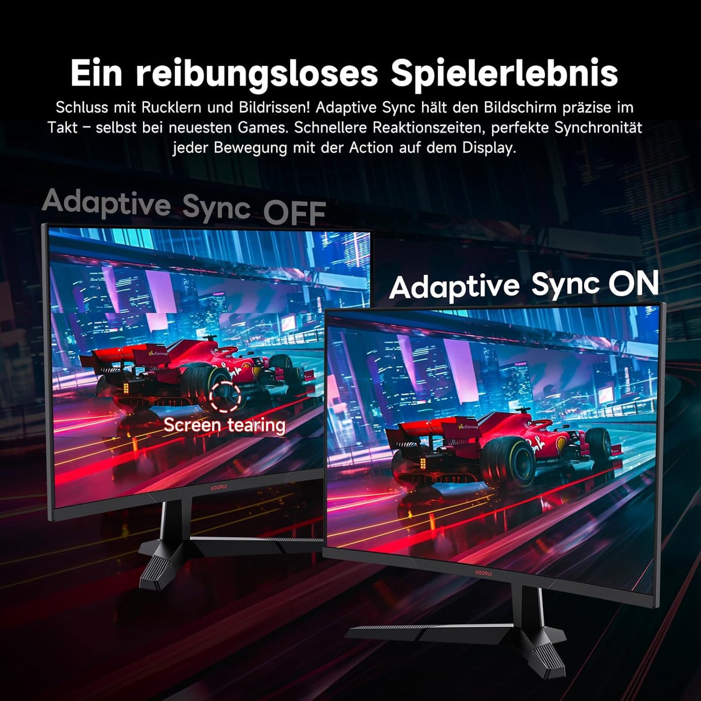 KOORUI Gaming Monitor 23.6 inch 23.5 FHD 180Hz VA /R1500 - QUORE