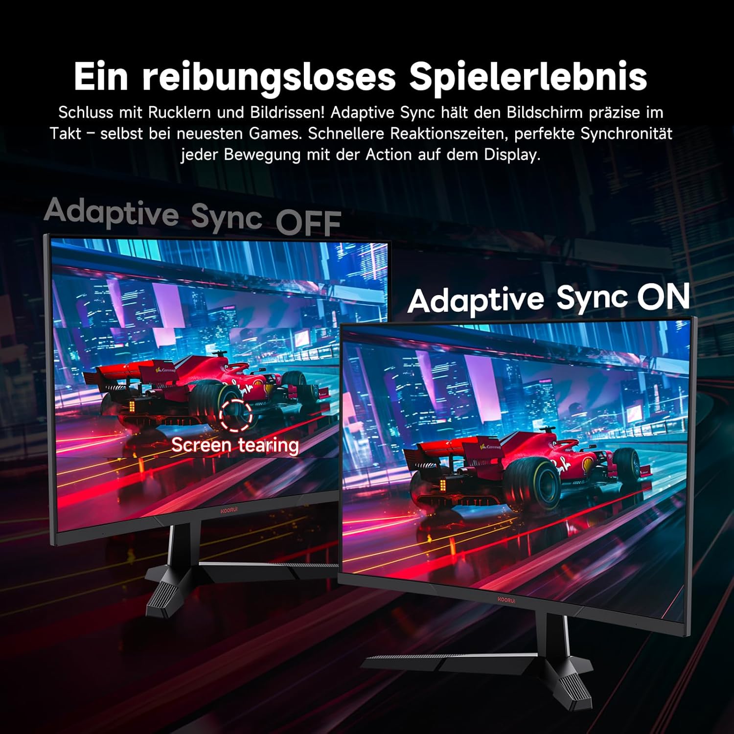 KOORUI Gaming Monitor 23.6 inch 23.5 FHD 180Hz VA /R1500 - QUORE