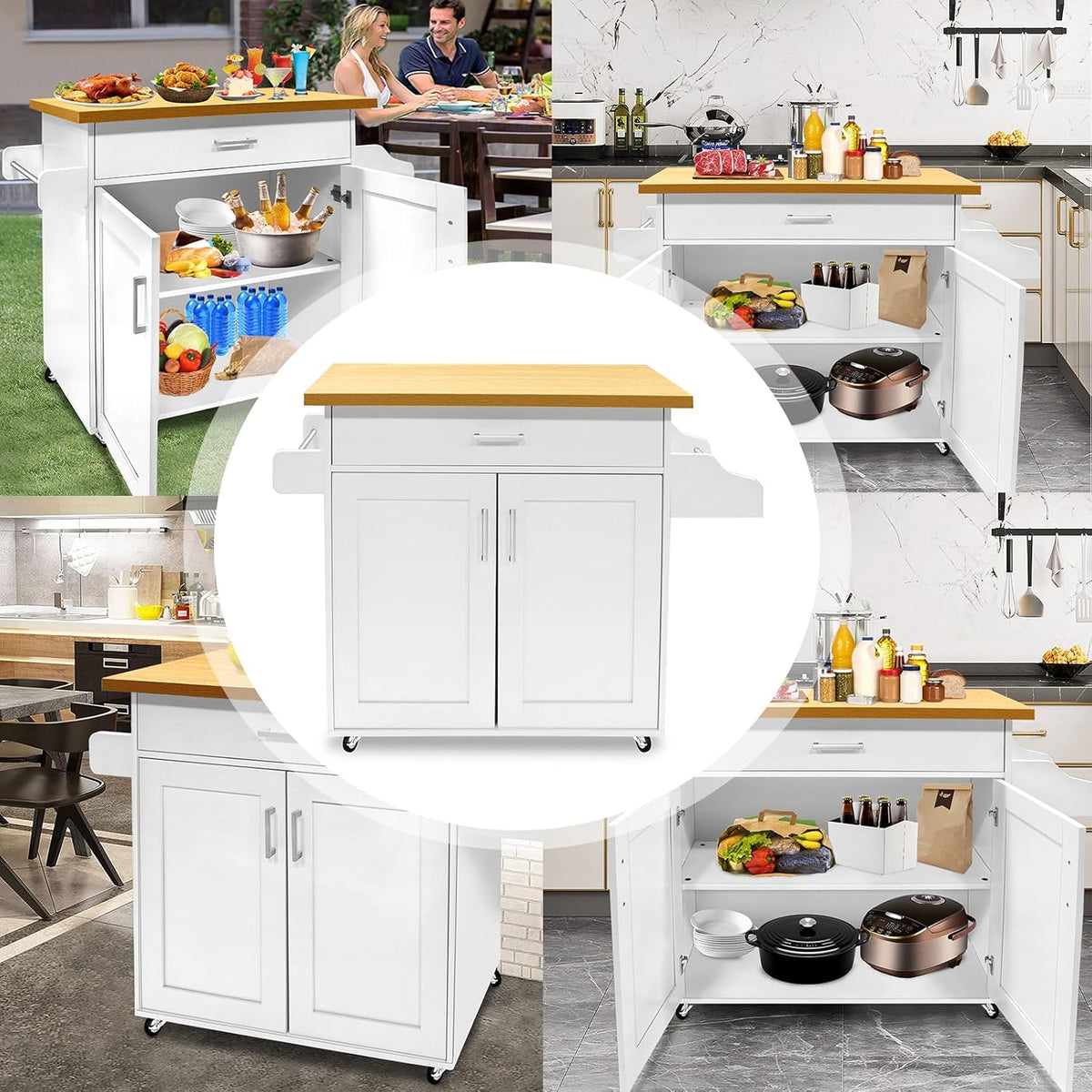 Keukentrolley – Mobiele Keukenwagen – Keukenkast – Serveerwagen – Keukenkar – Extra Opbergruimte – Duurzaam MDF – 115x36x90 cm