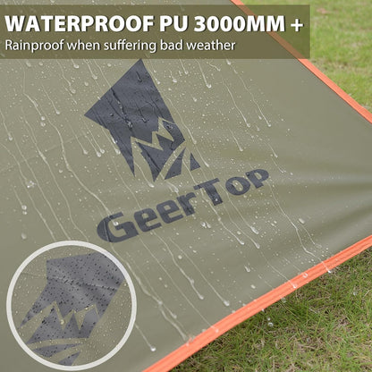 GEERTOP 3,5 x 5,8 m Automarkise Zonnescherm, Waterdicht 3000 mm Grote voortent auto met 2 stangen, Waterafstotend Zonnedak voor autocamping, SUV, MPV, Camper