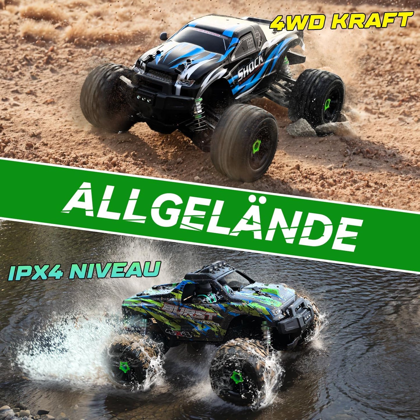 Op Afstand Bestuurde Auto – RC Auto – 1:14 Racer – Offroad Truck – Speelgoed Auto – 4WD Borstelloze Motor – 75+ km/u Snelheid – Dubbele Accu's