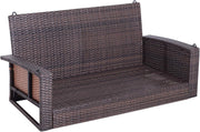 Hangstoel - Schommelbank - Hangbank - 2-zits - Rotan Tuinschommel - Hangende Schommel - Veranda Tuinbank - met Zitkussen - voor Buiten - Tuin - 127 x 57.5 x 60 cm - Bruin