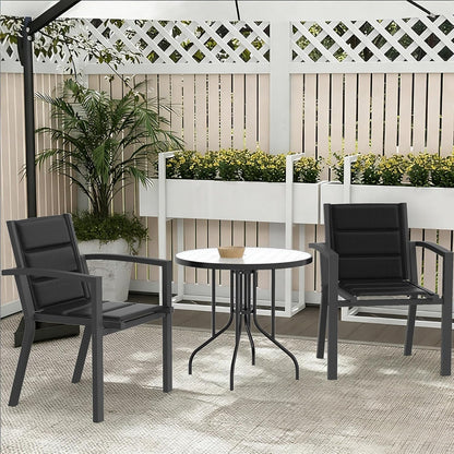 JUMMICO Stapelbare tuinstoel, aluminium frame met comfortabele zitting van textiel, lage zithoogte met armleuningen voor balkon en terras