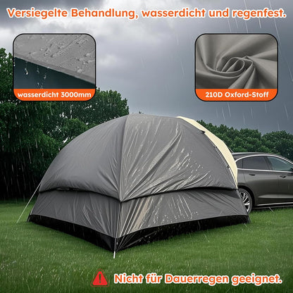 6-Persoons Auto Tent met Waterdicht Dak, Grote Autotent Voor SUV 300x300x220 cm, met 3000 mm waterkolom. Polyester Achtertent Voertuig, Perfect Voor Kamperen/Autoreizen/Festivals.