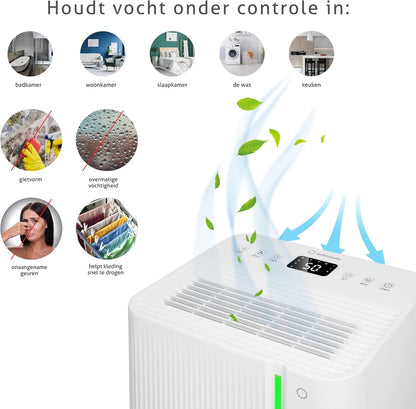 Luchtontvochtiger – Ontvochtiger – Vochtvreter – Luchtdroger – Compressorontvochtiger – 10 Liter/24u – Stil 38 dB