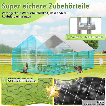 Kippenren – Kippenhok – Buitenren – Dierenren – Ren Voor Kleine Dieren – XXL 3x6x2 Meter – Thermisch Verzinkt Stalen Frame Met Slot