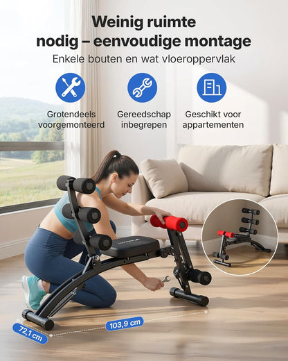 MERACH Buikspiertrainer, Verstelbare Sit-Up Bank, Abdominale Trainingsmachine voor Thuisgym voor Buik/Benen/Heupen, Max 136KG, voor Sit-Ups/Fietsen/Draaien/Benheffen etc.